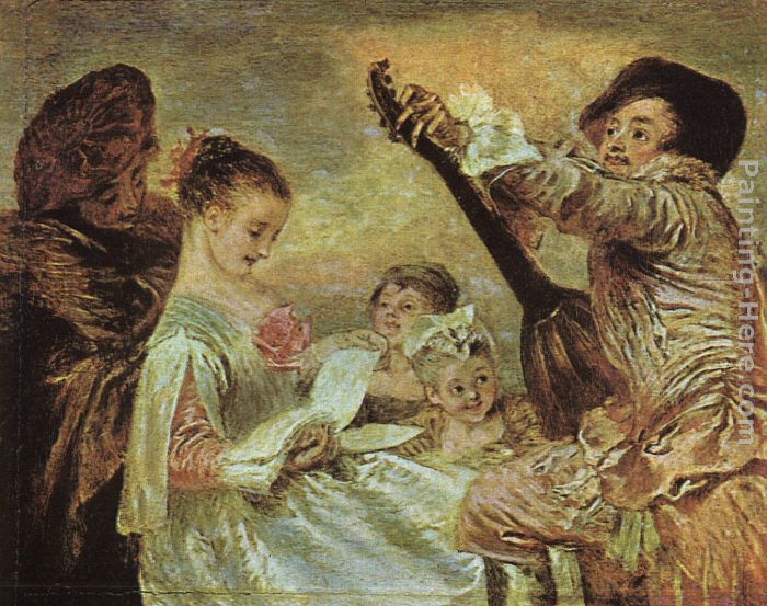 The Music Lesson painting - Jean-Antoine Watteau The Music Lesson art painting
